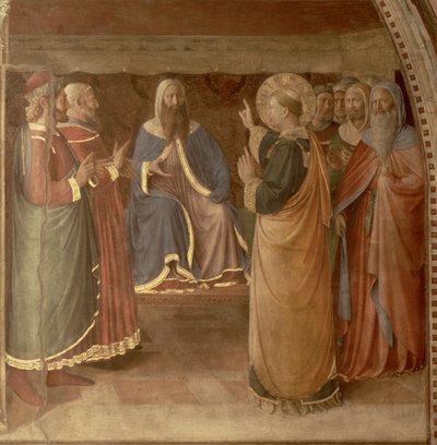 St. Stefanus predikend en St. Stefanus toesprekend de Raad (detail) door Fra Angelico